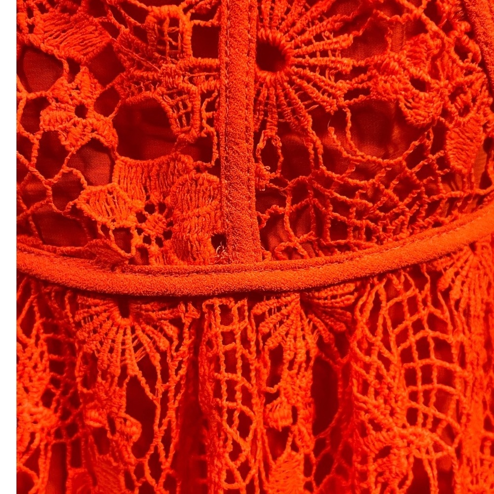 Sugarlips A Line Sleeveless Dress S Orange Floral Lace Overlay Feminine Chic - Picture 6 of 9